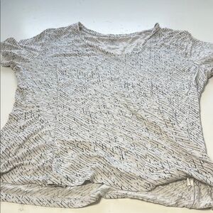 Apt 9 XL Essentials Women's White Black Patterned Short Sleeve Top